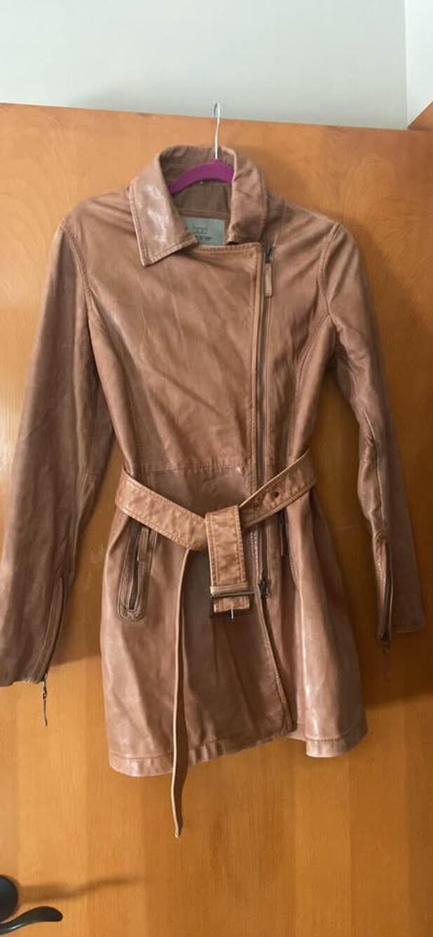 Bod & Christensen Leather Belted Jacket Women S Black Soft Leather READ